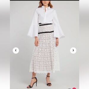 Just Cavalli White Perforated High Waisted Midi A-Line Skirt Size 40, US-2/4